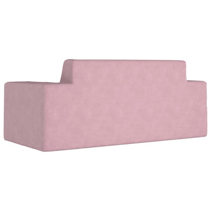 Divano per Bambini 2 Posti Rosa in Morbido Peluche | homemem39
