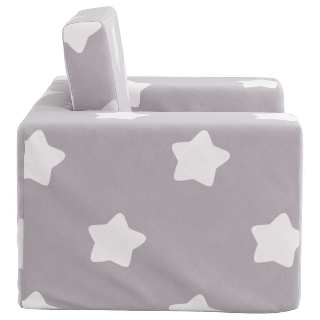 Divano Letto Bambini Grigio Chiaro con Stelle Morbido Peluche | homemem39