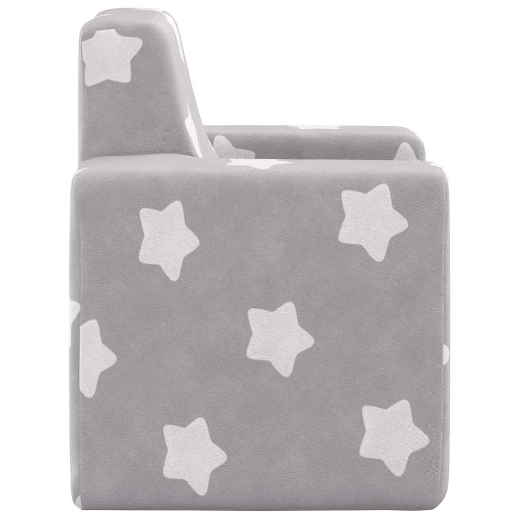 Divano per Bambini grigio chiaro con Stelle in Morbido Peluche