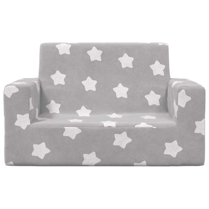 Divano per Bambini 2 Posti Grigio Chiaro Stelle Morbido Peluche | homemem39