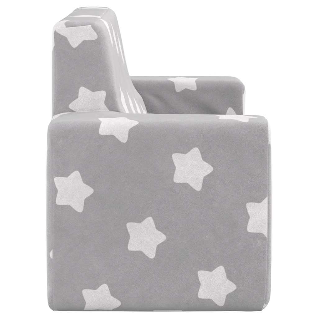 Divano per Bambini 2 Posti grigio chiaro Stelle Morbido Peluche