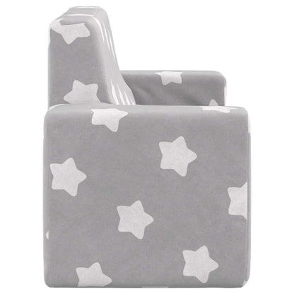 Divano per Bambini 2 Posti grigio chiaro Stelle Morbido Peluche
