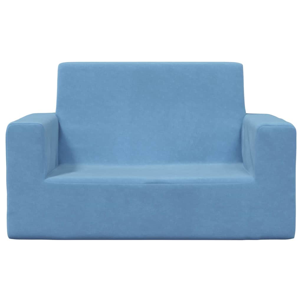 Divano per Bambini a 2 Posti Blu in Morbido Peluche | homemem39