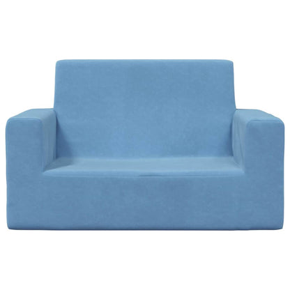 Divano per Bambini a 2 Posti Blu in Morbido Peluche | homemem39