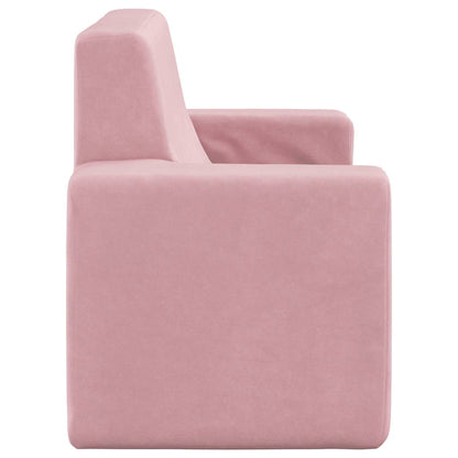 Divano per Bambini 2 Posti Rosa in Morbido Peluche
