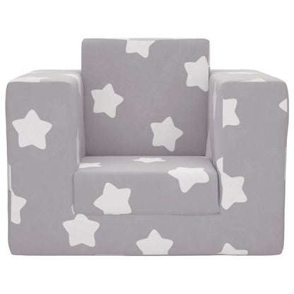 Divano Letto Bambini Grigio Chiaro con Stelle Morbido Peluche | homemem39