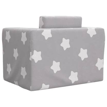 Divano Letto Bambini Grigio Chiaro con Stelle Morbido Peluche | homemem39