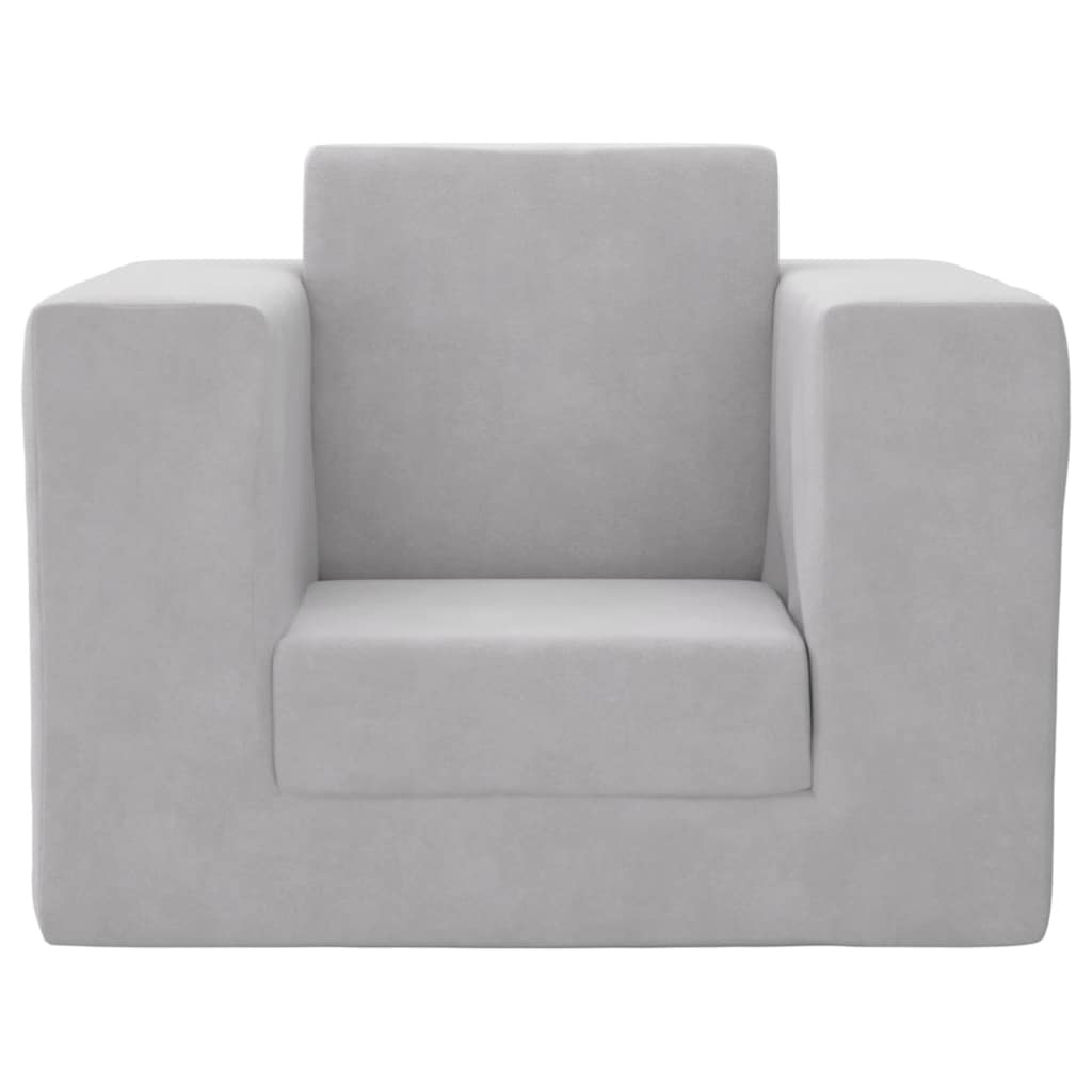 Divano per Bambini Grigio Chiaro in Morbido Peluche
