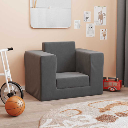 Divano Letto per Bambini Antracite in Morbido Peluche | homemem39