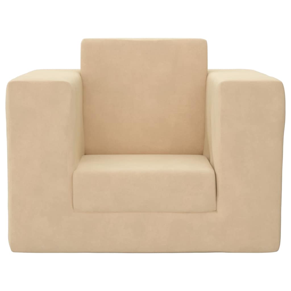 Divano Letto per Bambini Crema in Morbido Peluche
