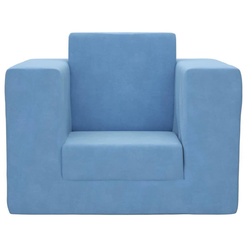 Divano per Bambini Blu in Morbido Peluche