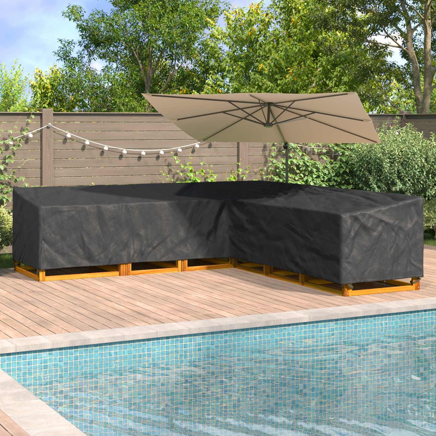 Copertura per mobili Nero 300 x 300 x 80 cm Tessuto Oxford 420D | homemem39
