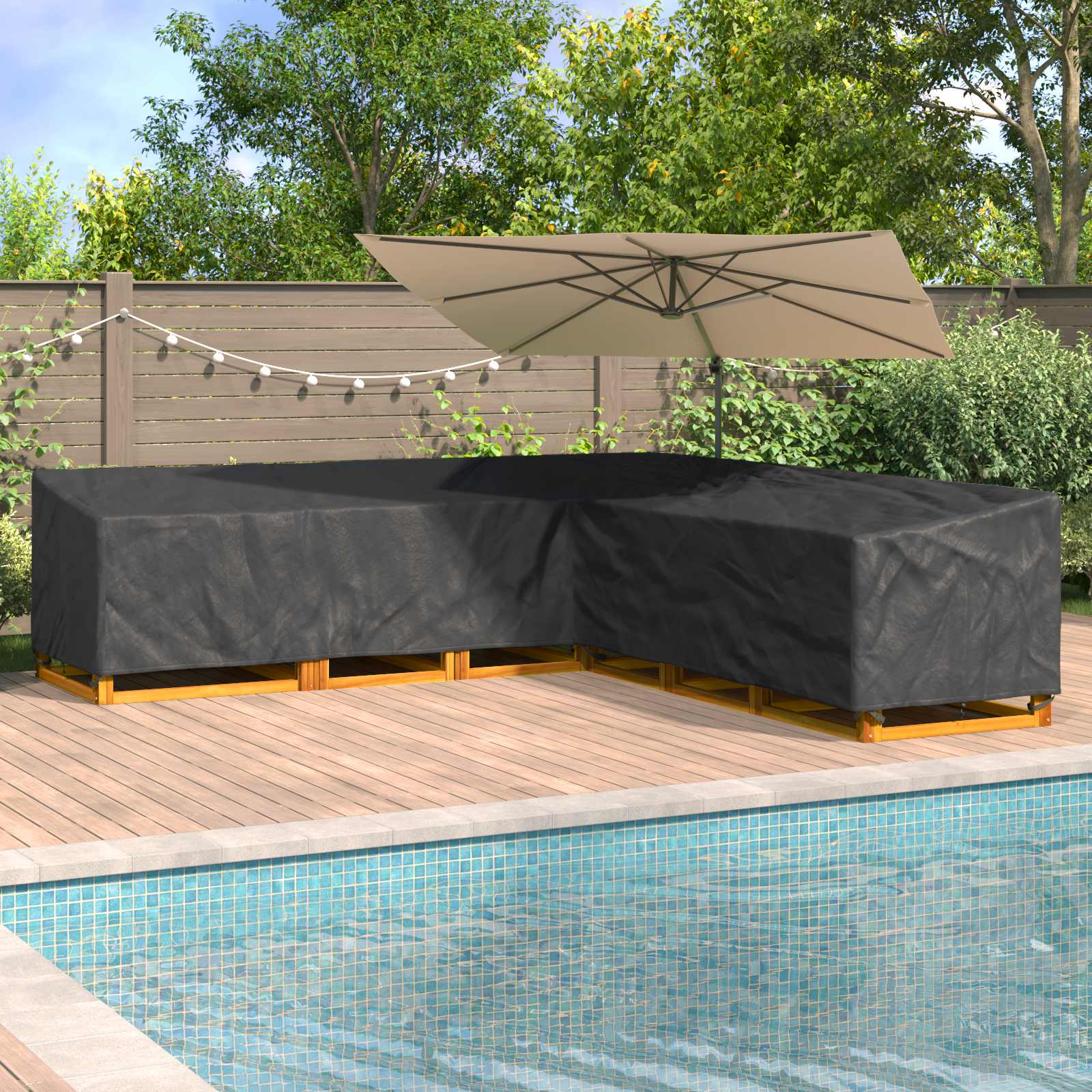 Copertura per mobili Nero 325 x 325 x 80 cm Tessuto Oxford 420D | homemem39