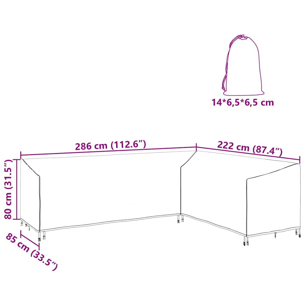 Copertura per mobili Nero 286 x 222 x 80 cm Tessuto Oxford 210D | homemem39