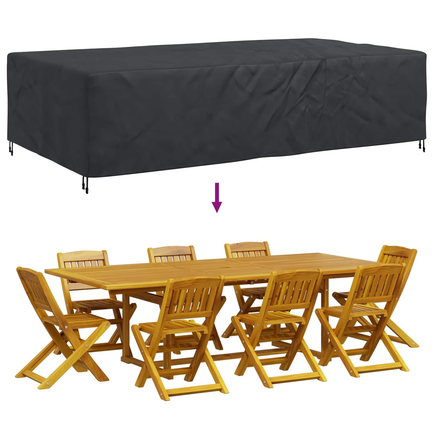 Copertura per mobili Tinta unita Nero 305 x 190 x 85 cm 210D | homemem39