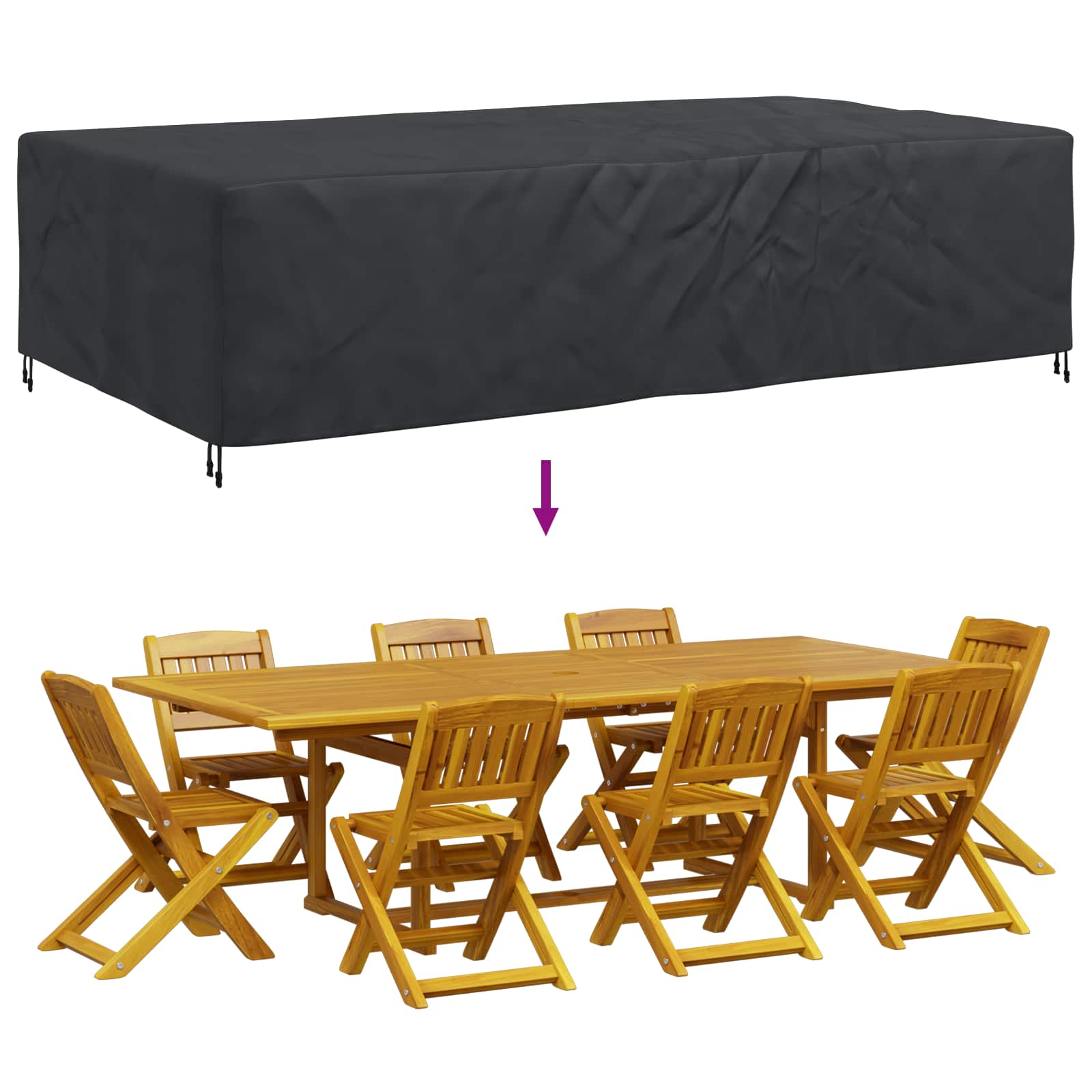 Copertura per mobili Tinta unita Nero 305 x 190 x 85 cm 210D | homemem39