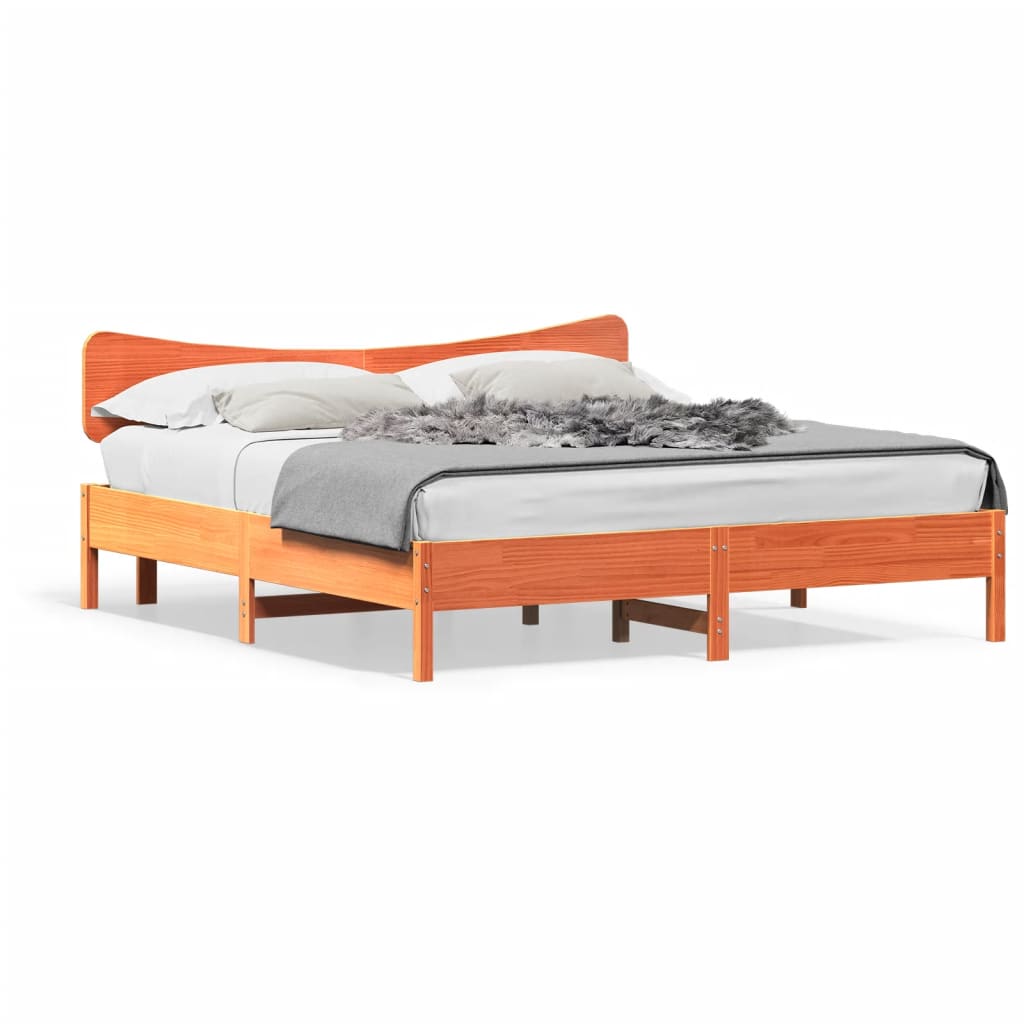 Giroletto senza Materasso Marrone Cera 200x200 cm Legno di Pino | homemem39