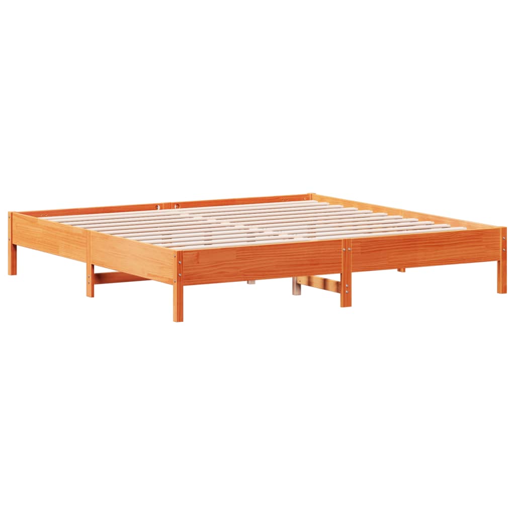 Giroletto senza Materasso Marrone Cera 200x200 cm Legno di Pino | homemem39