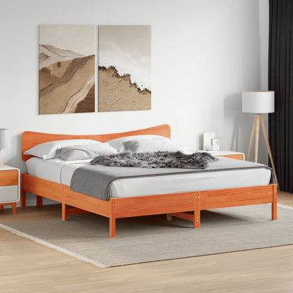 Giroletto senza Materasso Marrone Cera 200x200 cm Legno di Pino | homemem39