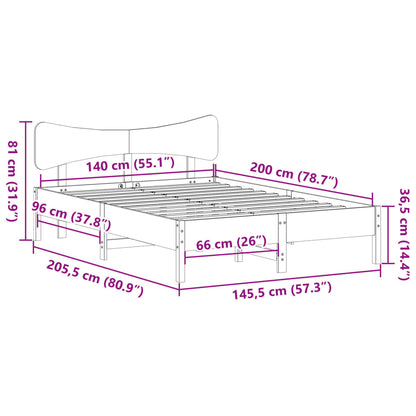 Giroletto senza Materasso Marrone Cera 140x200cm Massello Pino | homemem39