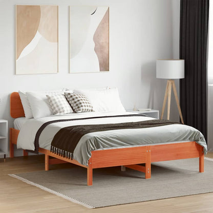 Letto senza Materasso Marrone Cera 140x190 cm in Legno di Pino | homemem39