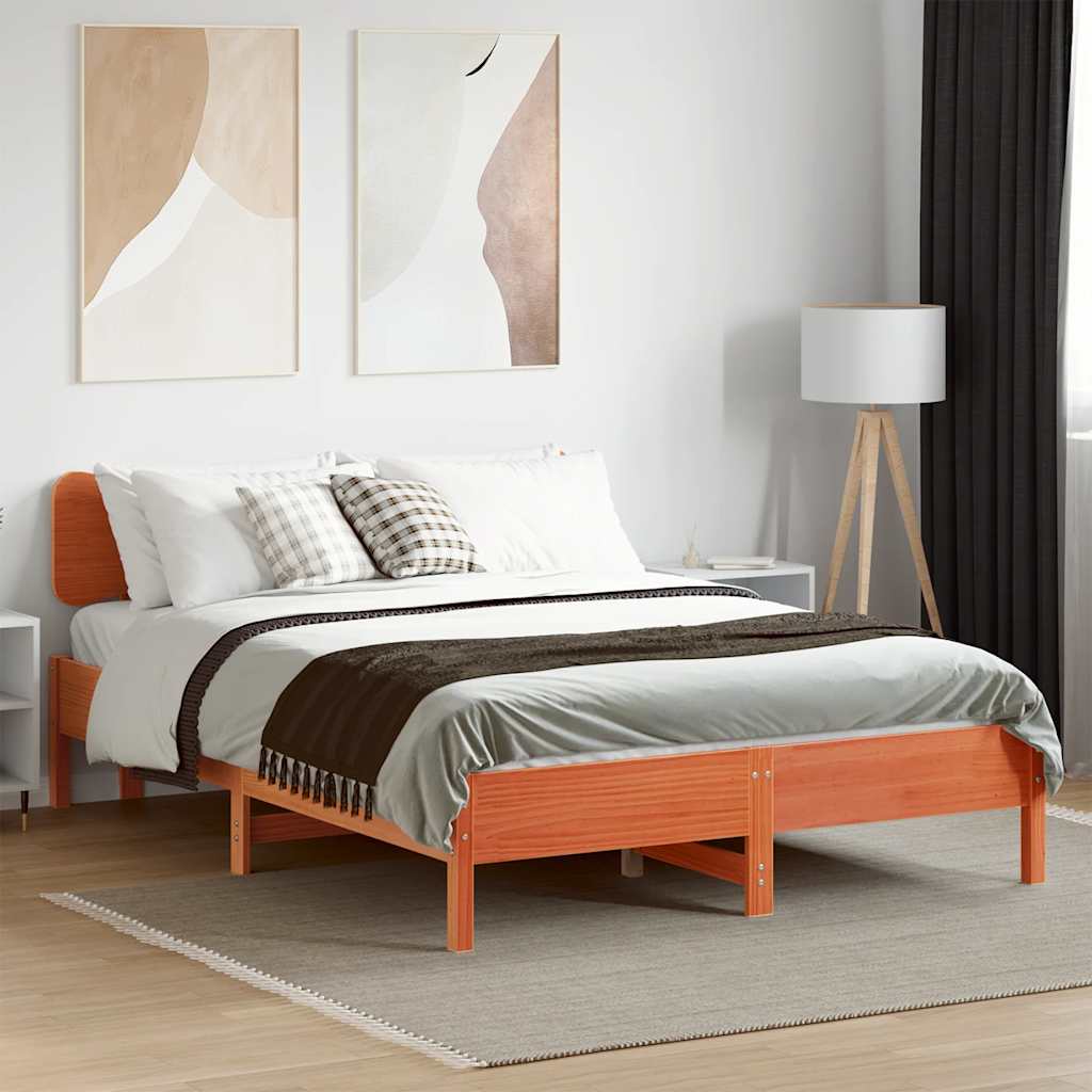 Giroletto senza Materasso Marrone Cera 135x190 cm Legno di Pino | homemem39