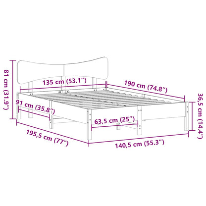 Giroletto senza Materasso Marrone Cera 135x190 cm Legno di Pino | homemem39