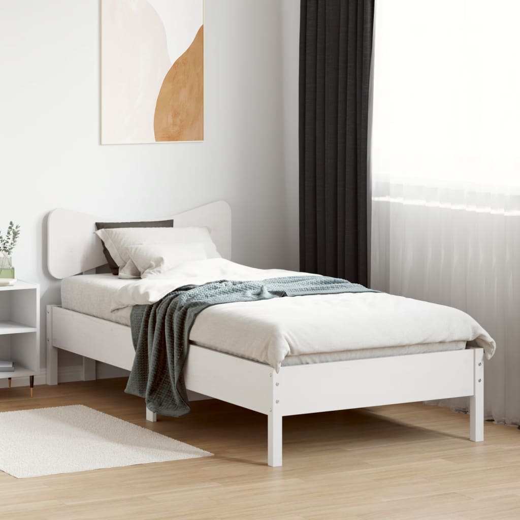 Letto senza Materasso Bianco 90x190 cm in Legno Massello Pino - homemem39