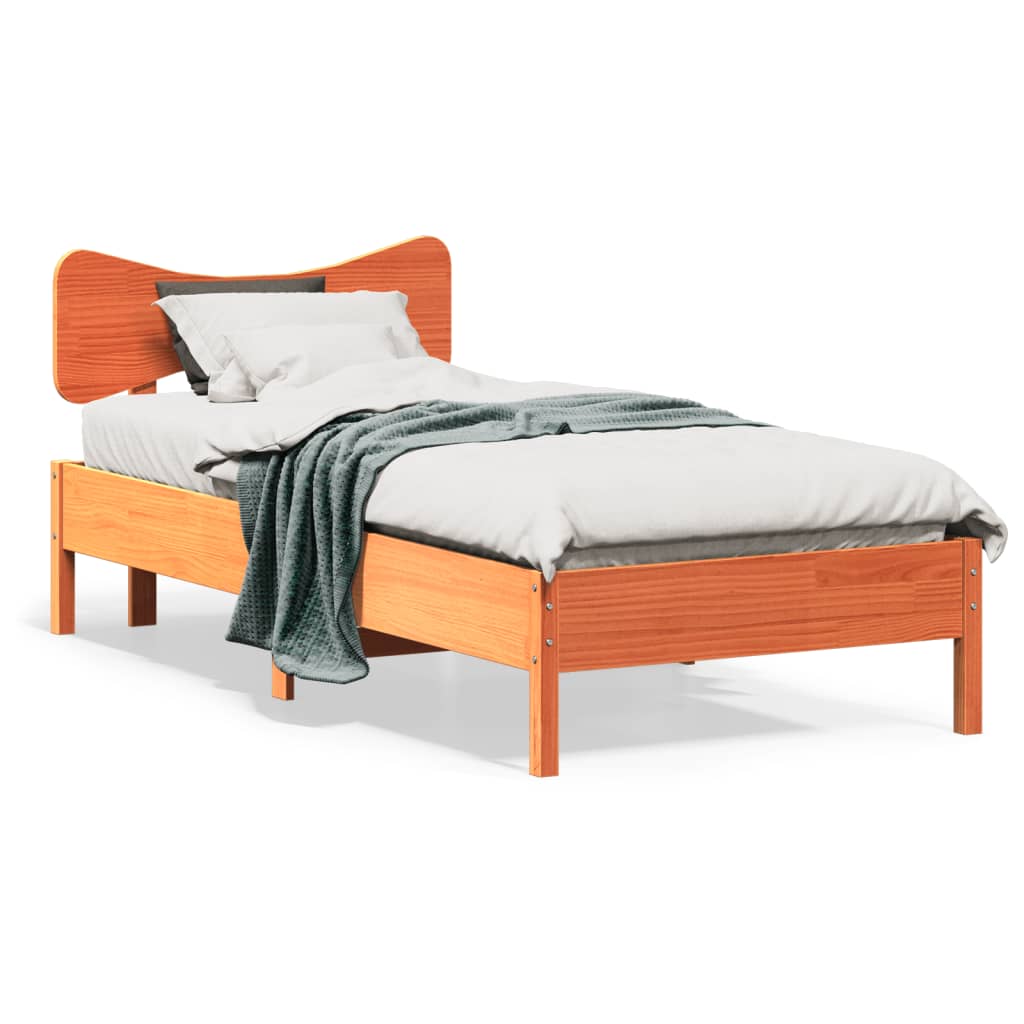 Letto senza Materasso Marrone Cera 90x190 cm in Legno di Pino