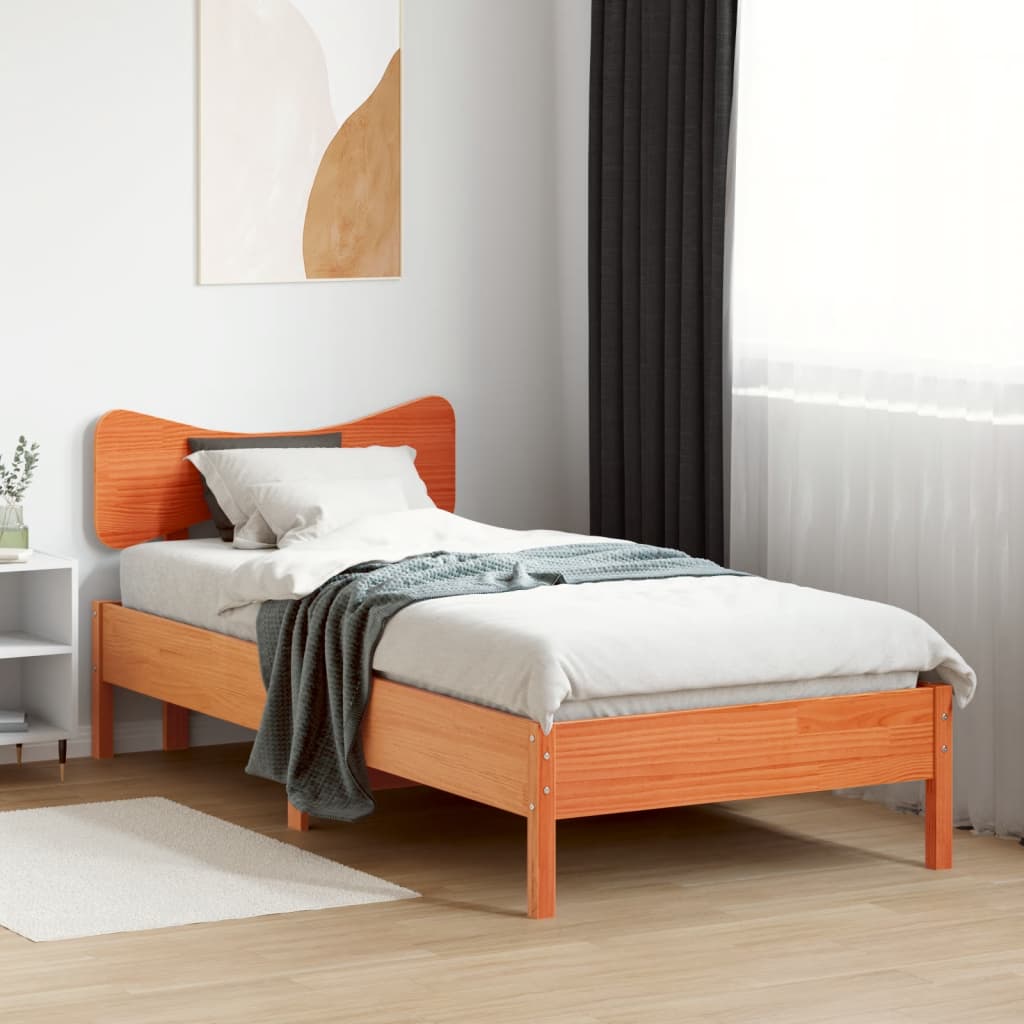 Letto senza Materasso Marrone Cera 75x190 cm in Legno di Pino | homemem39