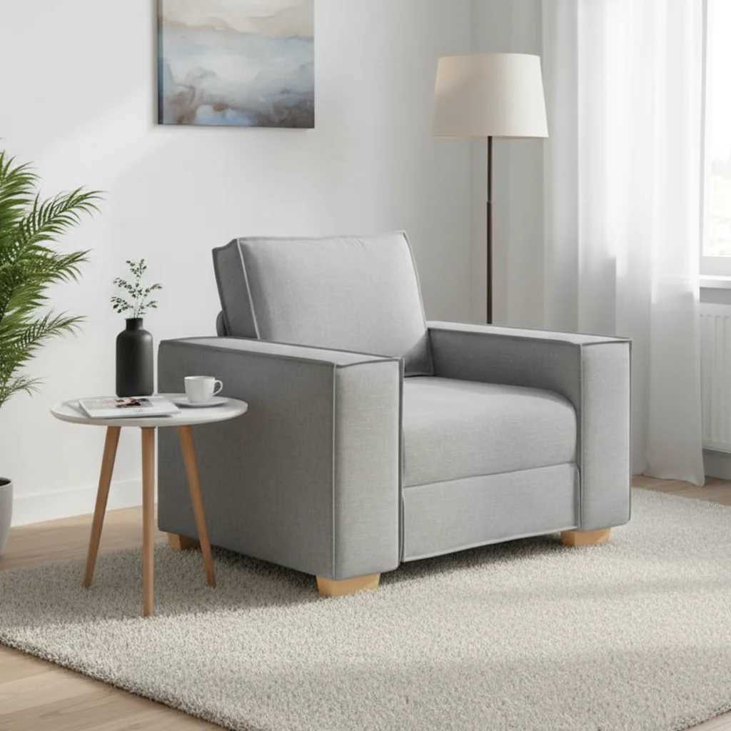 Poltrona Divano Grigio Nuvola 100x78x84 cm Tessuto | homemem39