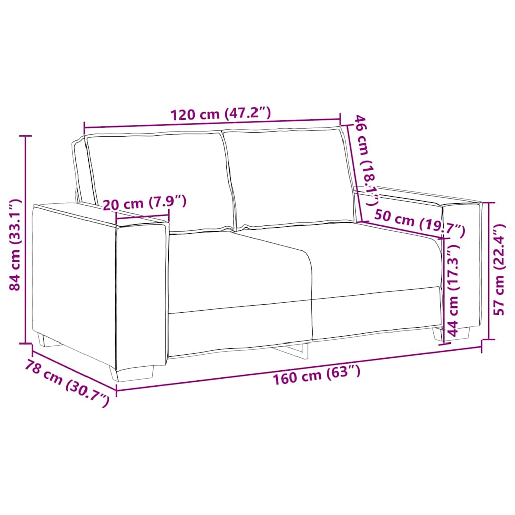 Divano a 2 posti Grigio chiaro 160x78x84 cm in tessuto | homemem39