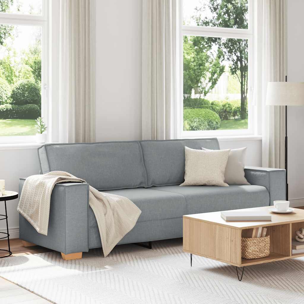Divano a 3 posti Grigio Chiaro 220x78x84 cm Tessuto | homemem39
