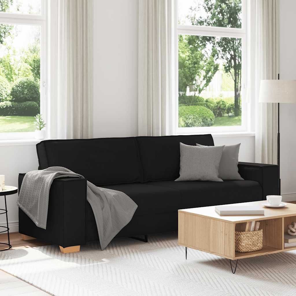 Divano a 3 posti Nero 220x78x84 cm Tessuto | homemem39