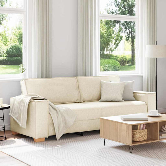 Divano 3-Persone Beige 220 cm Tessuto misto lino