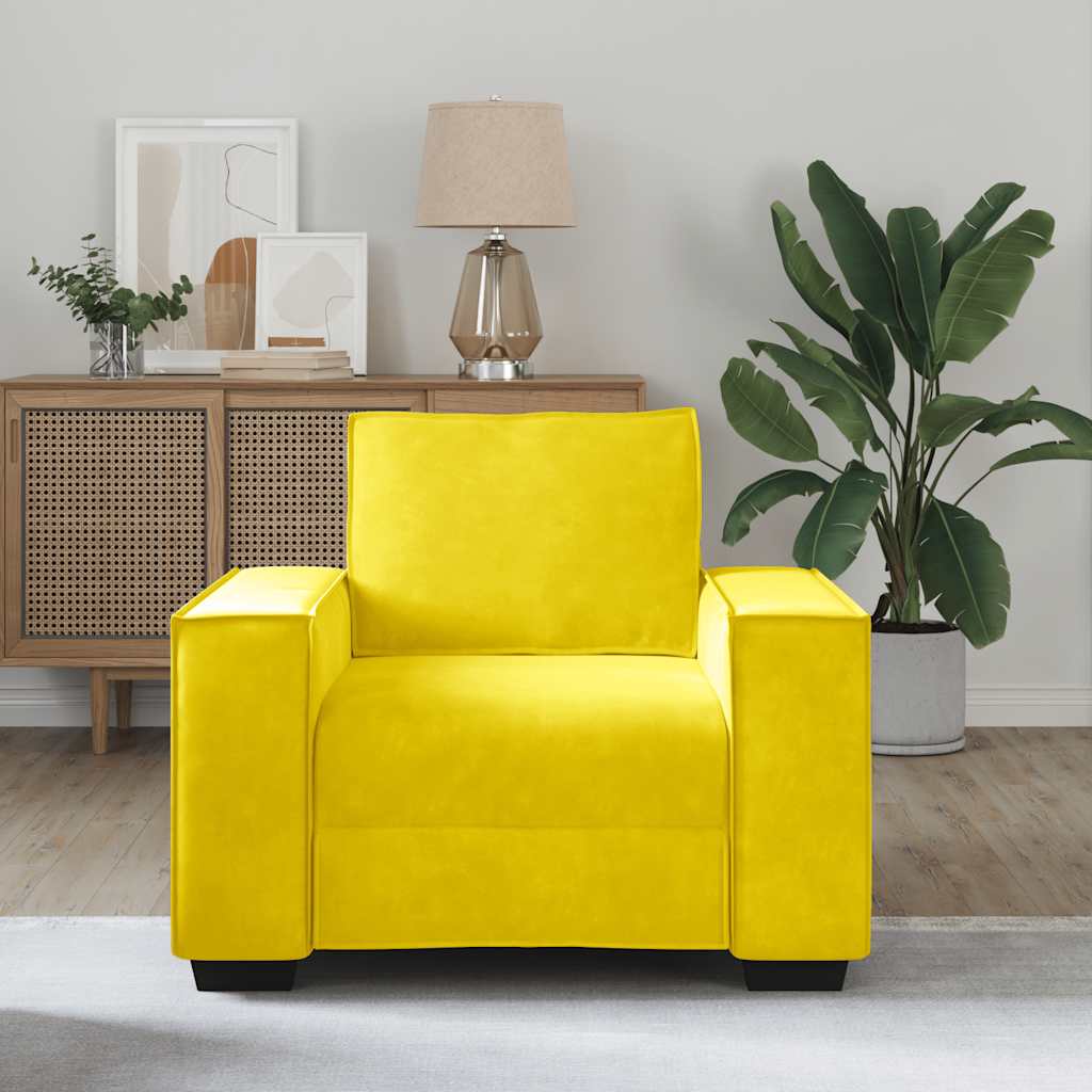 Divano Sedia Giallo 60 cm Velluto - homemem39