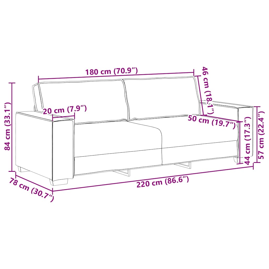 Divano a 3 Posti Grigio Scuro 180 cm in Velluto