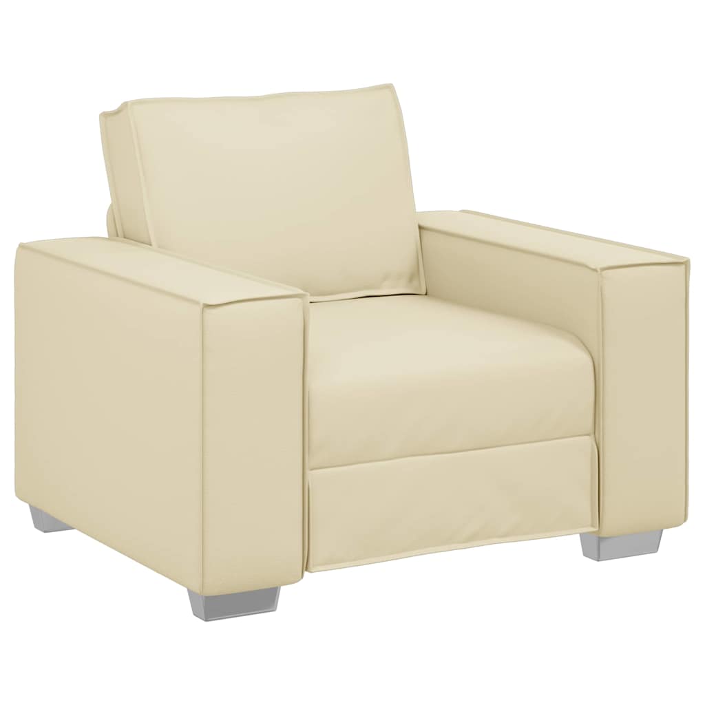 Poltrona Sofa 59 cm con cuscino Crema Pelle sintetica - homemem39
