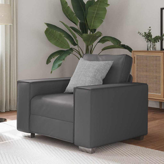 Poltrona Sofa 59 cm con cuscino Grigio Pelle sintetica