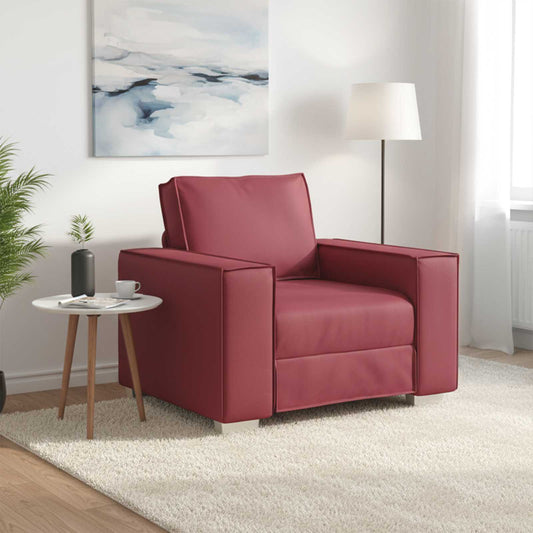 Poltrona Sofa Rosso Vino 100 cm Pelle Sintetica
