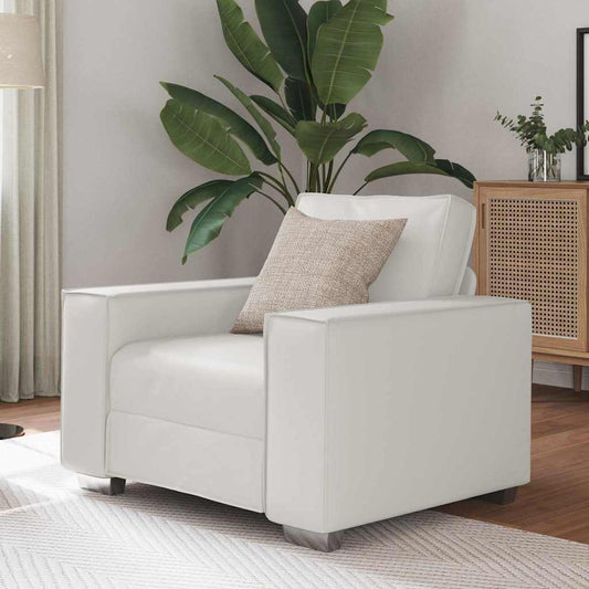 Poltrona Sofa 59 cm con cuscino Bianco Pelle sintetica
