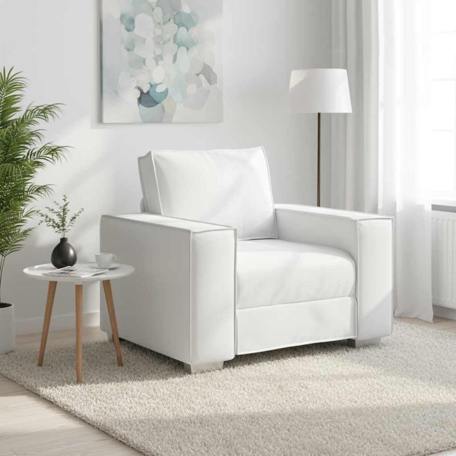 Poltrona Sofa Bianco 100 cm Pelle Sintetica | homemem39