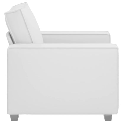 Poltrona Sofa 59 cm con cuscino Bianco Pelle sintetica