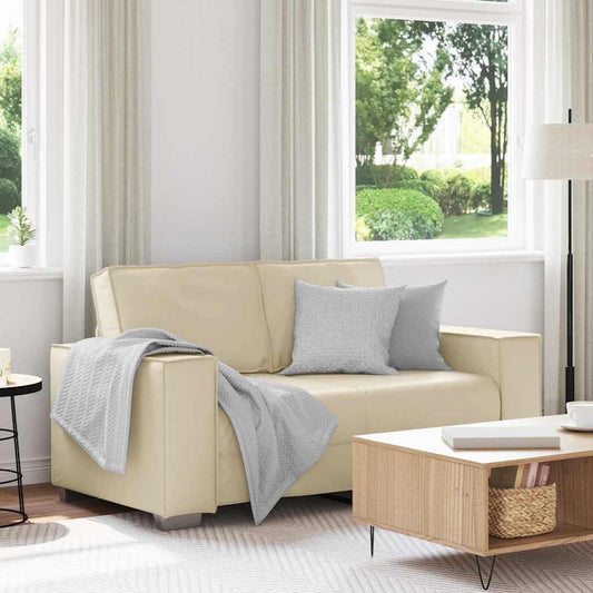 Divano Loveseat 120 cm con cuscino Crema Pelle sintetica