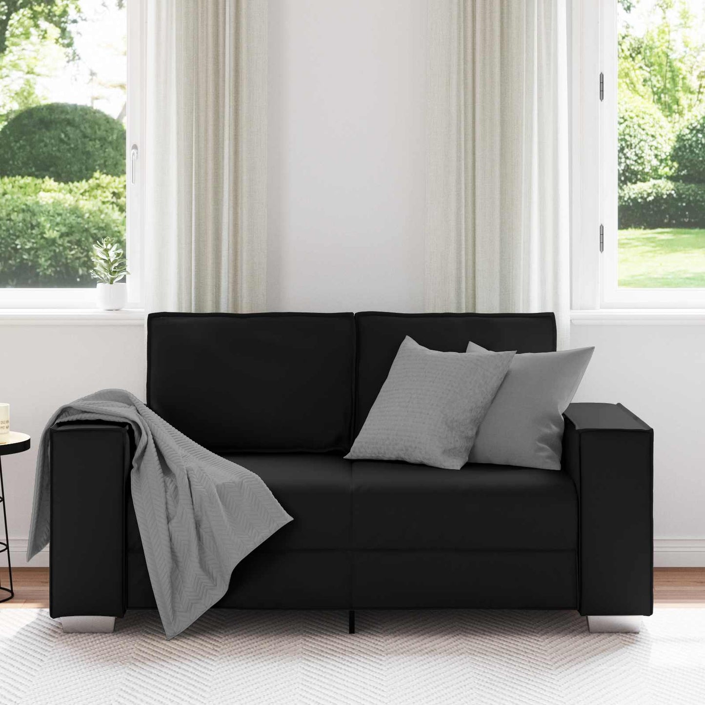 Divano a due posti Nero 160 cm Pelle Sintetica | homemem39