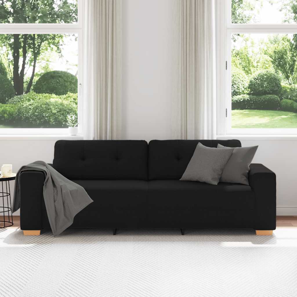 Divano a 3 posti Nero 220x78x80 cm in Tessuto | homemem39