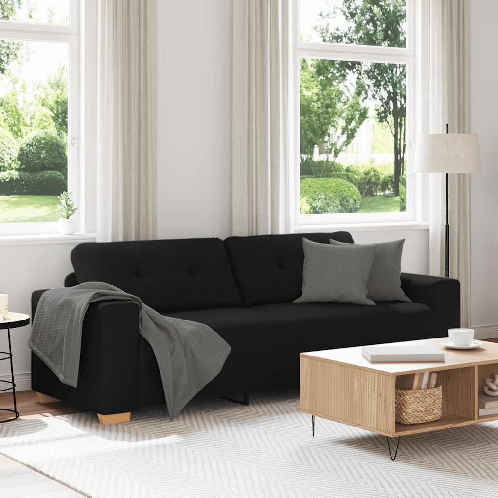 Divano a 3 posti Nero 220x78x80 cm in Tessuto | homemem39