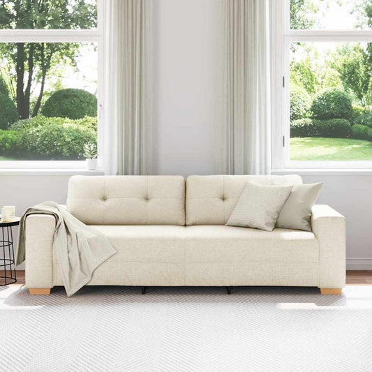 Divano con cuscino con cuscino Beige 220 x 78 x 84 cm Tela