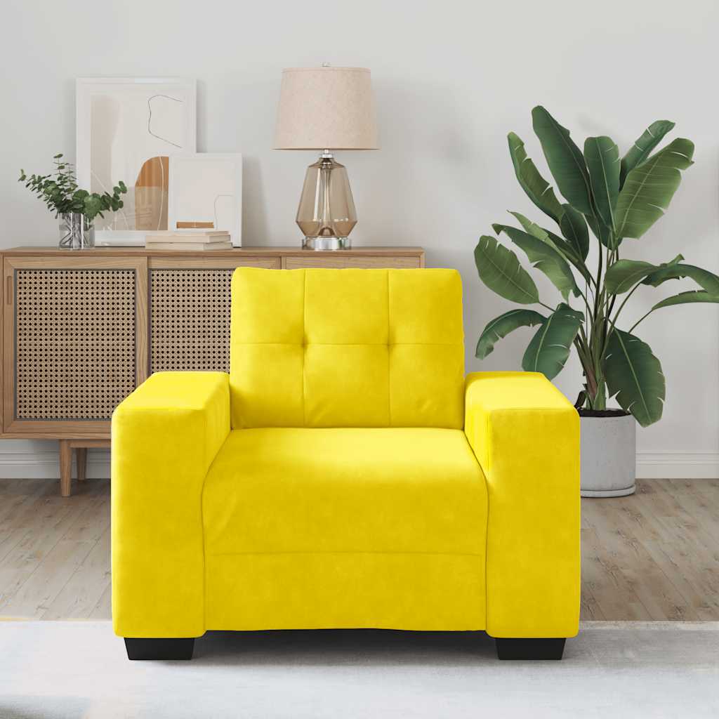 Divano Sedia Giallo 59 cm Velluto