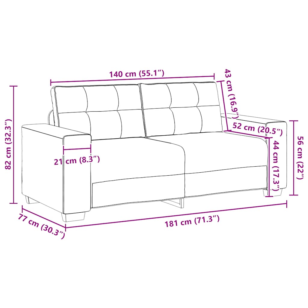 Divano Divanetto Grigio Chiaro 140 cm in Velluto